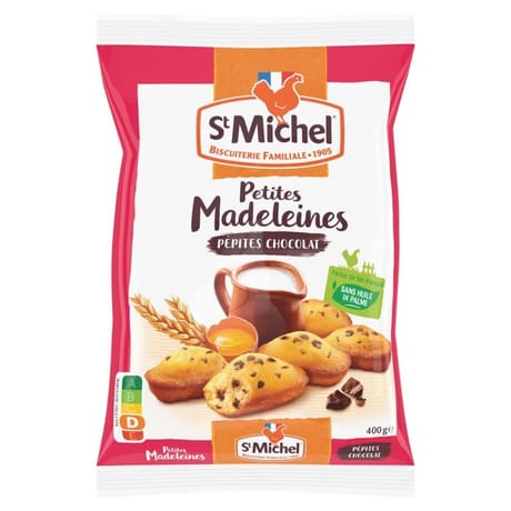 St michel madeleines coquilles pepites de chocolat oeuf en plein air 400g