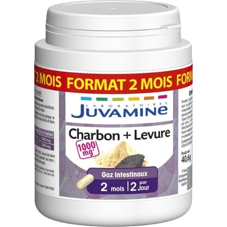 Juvamine maxi charbon levure phyto 120comprimés 39g