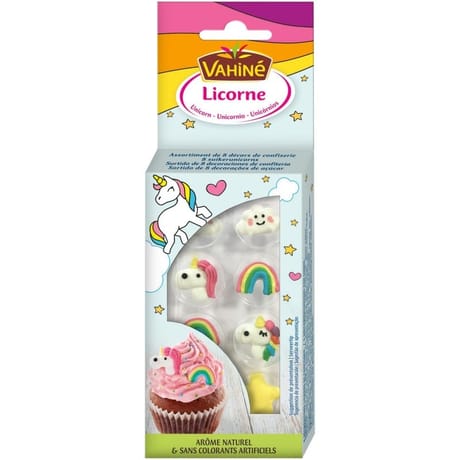 Vahiné assortiment de 8 décors de confiserie licorne 8g