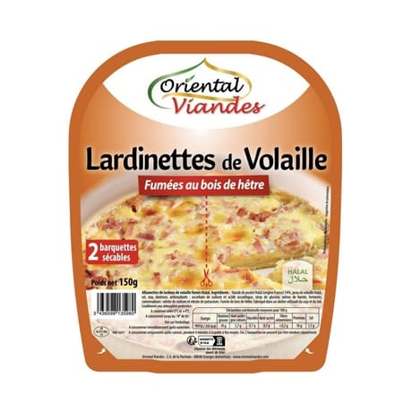 Oriental viandes lardinette de volaille fumées au bois de hêtre 150g