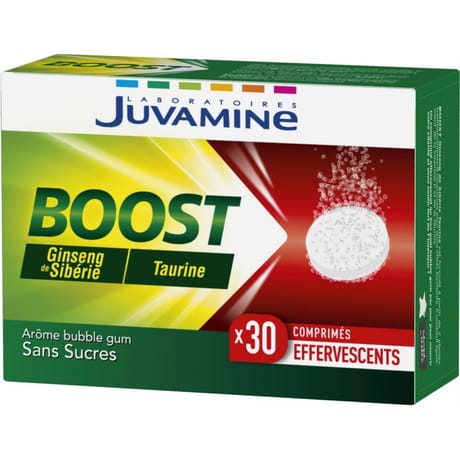 Juvamine new boost ginseng taurine 30 comprimés effervescents 77g