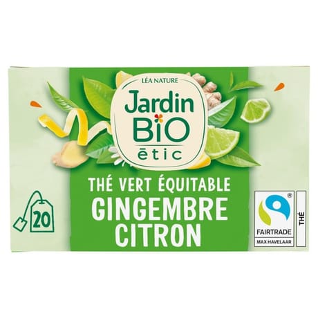 Jardin bio étic thé vert gingembre citron vert bio étui + 20 sachet 30g