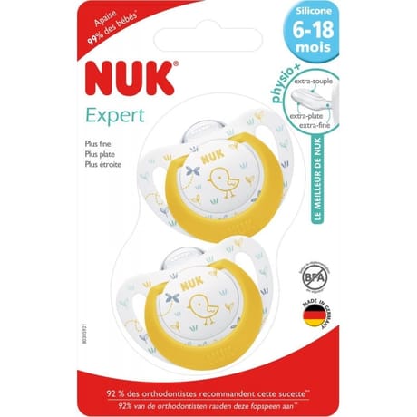 2 sucettes expert silicone 6-18 mois Nuk