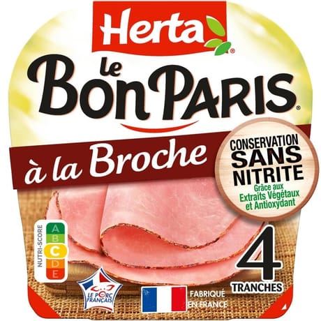 Herta jambon à la broche conservation sans nitrite 4 tranches 140g