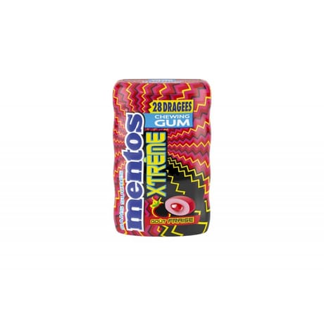 Mentos gum bottle xtreme 28 dragées sans sucres fraise 56g