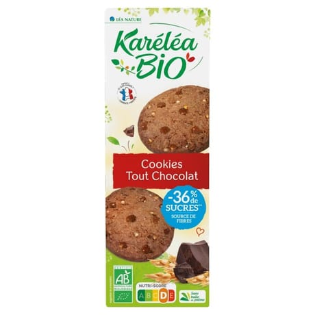 Karelea cookies tout choco réduit en sucre bio 175g