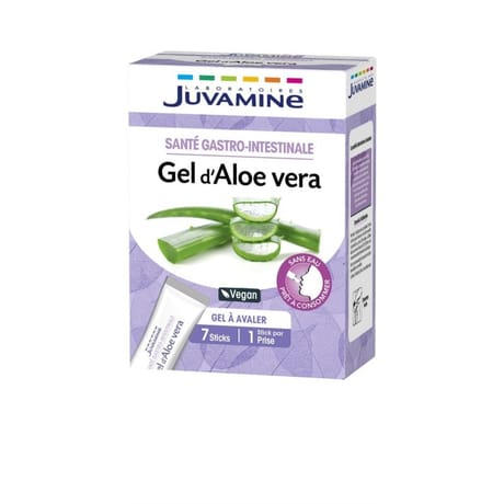 Juvamine gel d'aloe vera santé gastro-intestinale 7 sticks de gel à avaler 160g