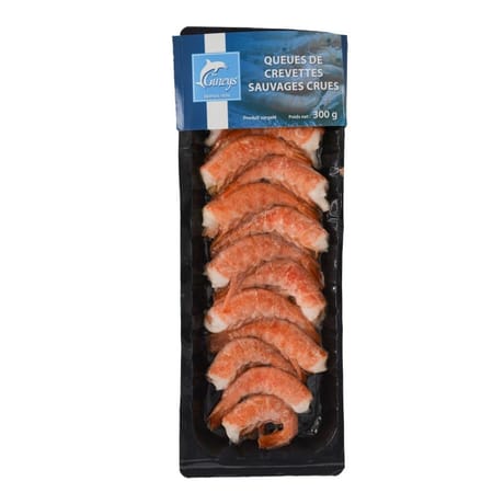 Giney's queue de gambas sauvage crue carapace 300g
