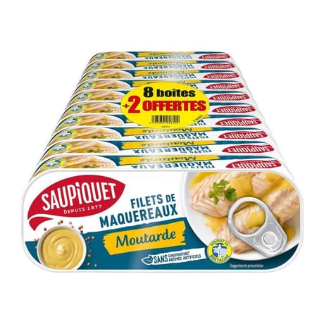 Saupiquet filets de maquereaux à la moutarde 8 + 2 boites offertes 169g