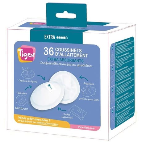 36 coussinets allaitement ultra absorbants Tigex