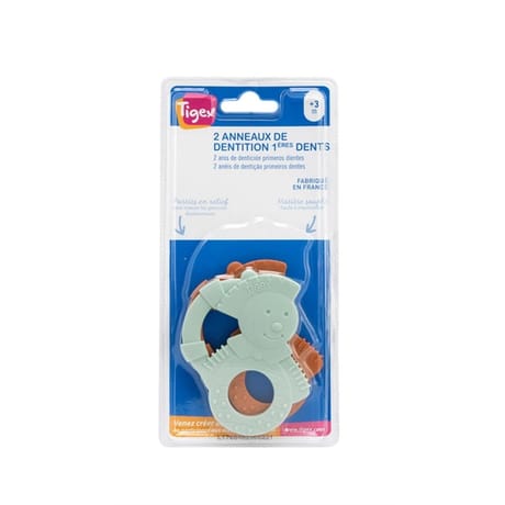 Lot de 2 anneaux de dentition 1ères dents Tigex