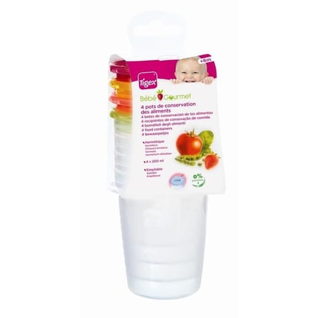 Set de 4 pots de conservation bébé gourmet Tigex
