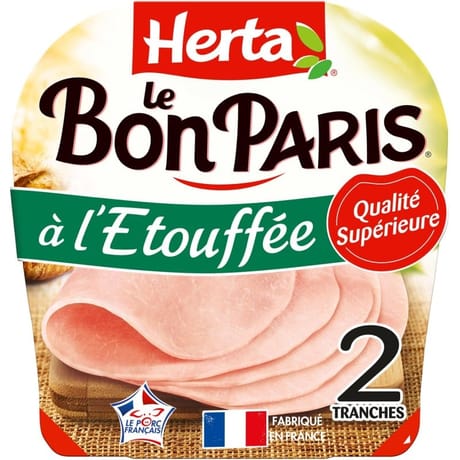 Herta le bon Paris jambon de qualité supérieur à l'étouffé 2 tranches 85g