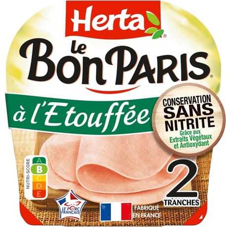 Herta le bon paris jambon à l'étouffé conversation sans nitrite 2 tranches 70g