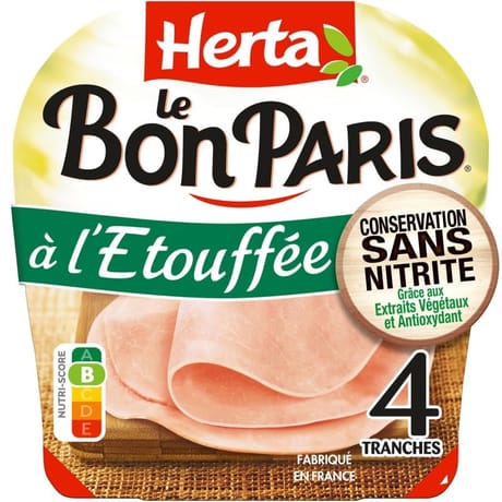 Herta le bon paris jambon à l'étouffée conservation sans nitrite 4 tranches 140g
