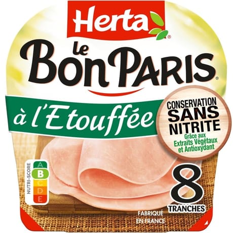 Herta le bon paris jambon à l'étouffée conservation sans nitrite 8 tranches 280g