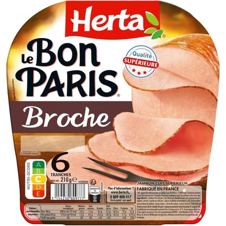 Herta le bon paris jambon à la broche 6 tranches 210g