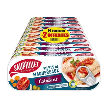 Saupiquet filets de maquereaux catalane 1-4x8+2 offertes 1690g