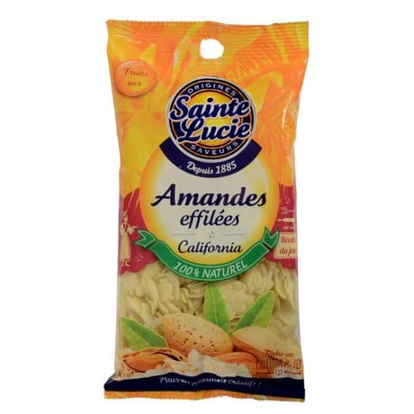Sainte lucie amandes california blanches éffilées fine tranche 125g