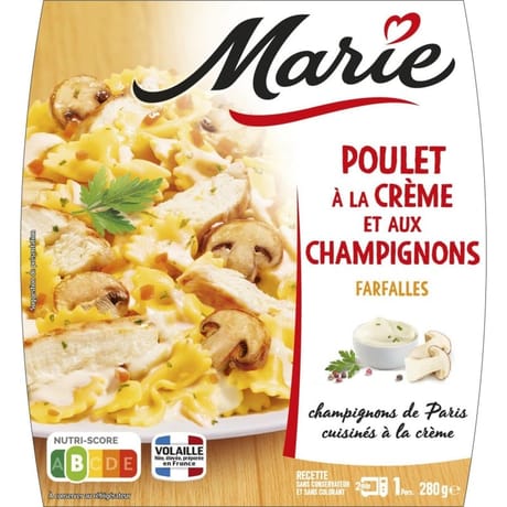 Marie poulet champignon à la crème et farfalles 280g
