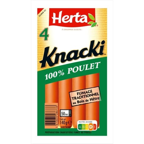 Herta knacki saucisses 100% poulet x4 140g