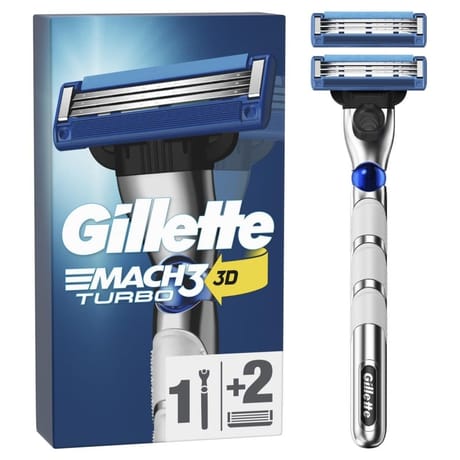 Gilette mach3 turbo rasoir pour homme 1 manche 2 recharges de lames