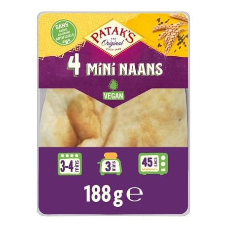 Patak's mini naans nature x 4 -188g