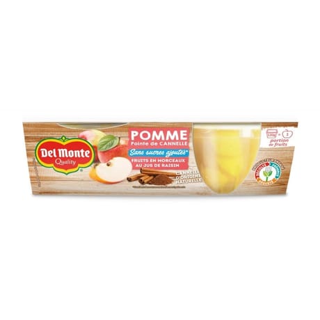 Del monte coupelle Pomme pointe de cannelle ss sucre ajoutés 2x70g