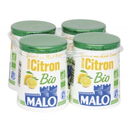 Malo yaourt pot carton bio citron 4x125g