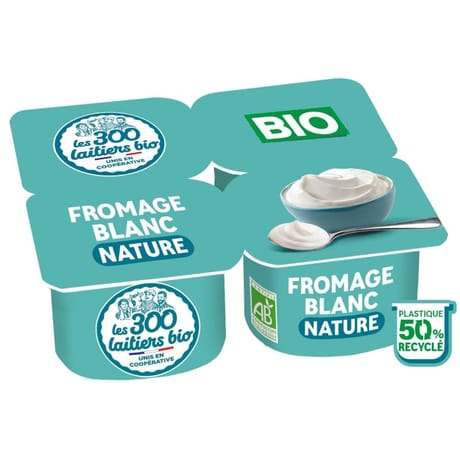 Les 300 & bio fromage blanc nature 4x100g
