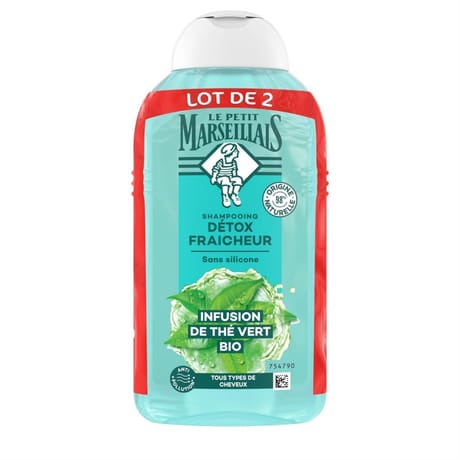 Le petit marseillais shampooing reveil detox infusion thym & the vert bio 2x250ml