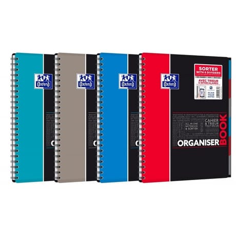 Oxford organiserbook cahier trieur a4+ 160 pages petits carreaux 5x5