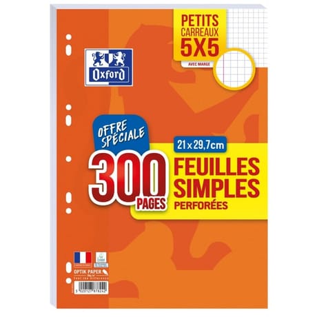 Oxford feuillets mobiles 300 pages a4 seyes 90 grammes - 200+100 offertes