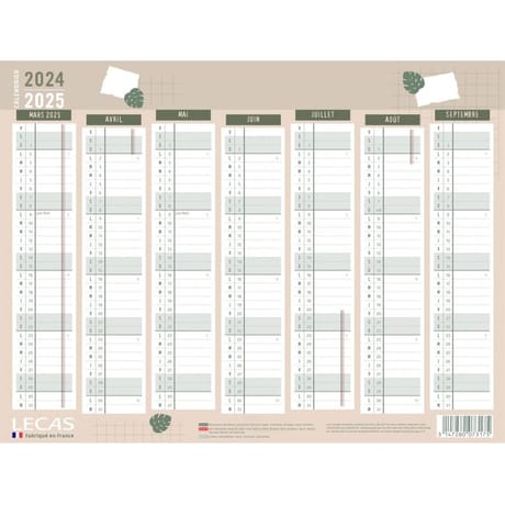 Lecas calendrier Family Planner 55x38 6 mois face