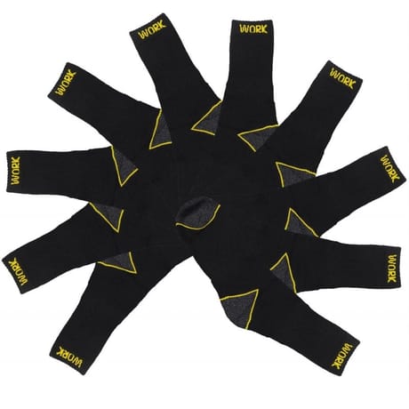 10 paires de mi chaussettes travail homme NOIR T43/46