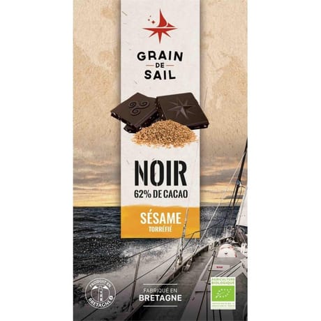 Grain de sail tablette de chocolat noir sésame torréfié bio 100g