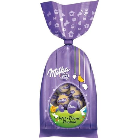 Milka petits oeuf fourrés blanc praliné 100g