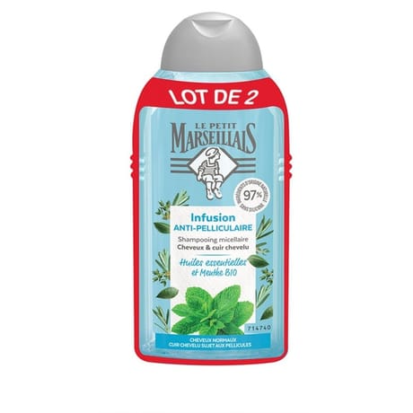 Le petit marseillais shampooing antipel menthe 2x250ml 514g