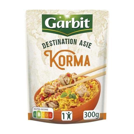 Garbit riz long aux épices et curry de poulet doypack 300g