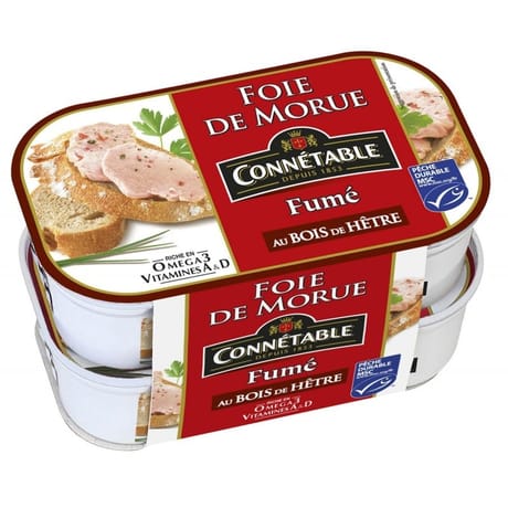 Connetable foie de morue fumé 121g x2