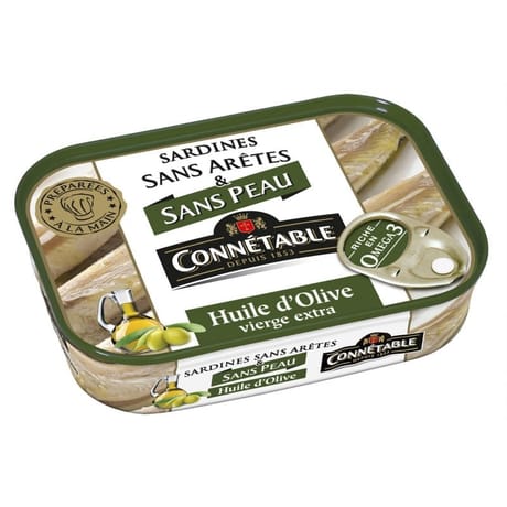 Connétable sardines sans peau et sans arêtes à l'huile d'olive vierge extra 1/5 140g
