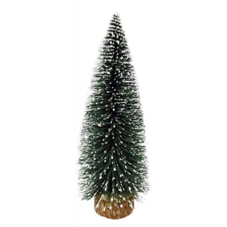 Deco sapin en neige sur rondin h 15cm