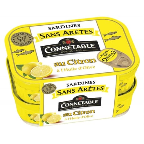 Connetable sardines sans aretes au citron à l'huile d'olive vierge 1/5  lot de 2 280g