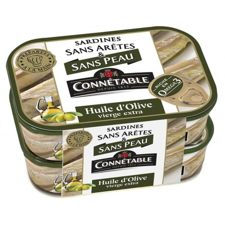 Connétable sardines sans arêtes et sans peau à l'huile d'olive vierge extra 280g