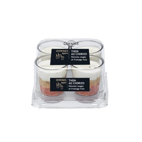Verrines thon chorizo poivrons rouges et fromage 4x40g