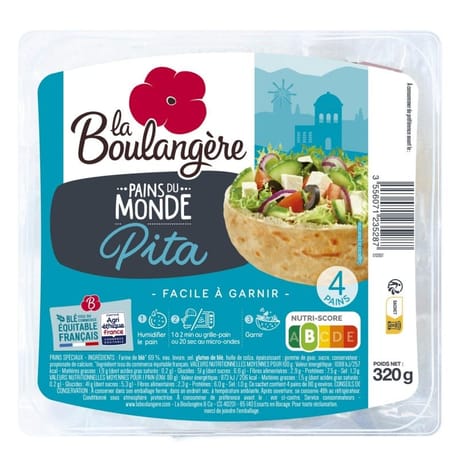 La Boulangère pains pita x4 320g