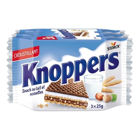 Knoppers lait noisettes 3x25g - 75g
