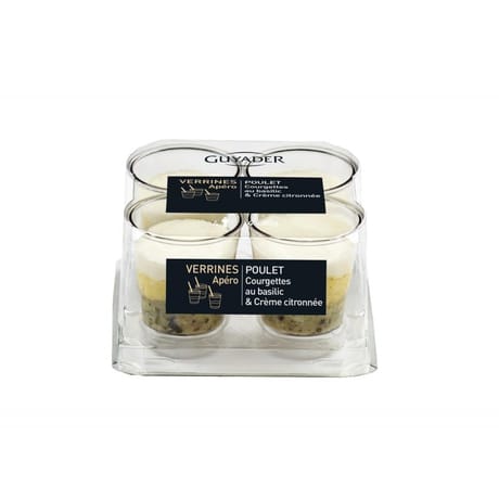 Verrines poulet, courgettes au basilic & crème citronnée 4x40g