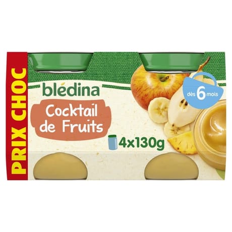 Blédina pots fruits prix choc cocktail de fruits 4x130g dès 6mois