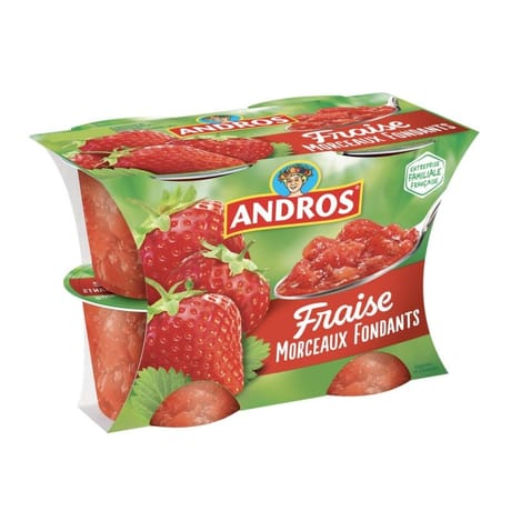 Andros dessert de fraises avec morceaux 4x100g